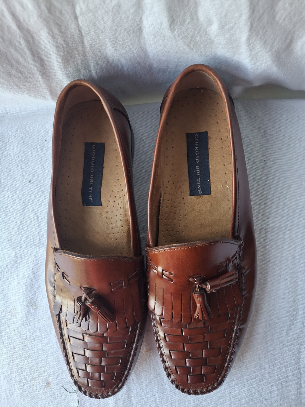 Giorgio Brutini Men's Brown Woven Tassel Loafers